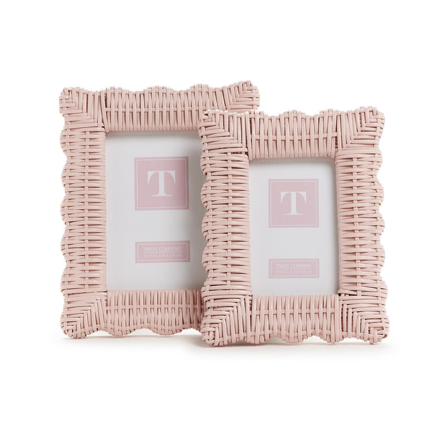 Pink Wicker Photo Frame