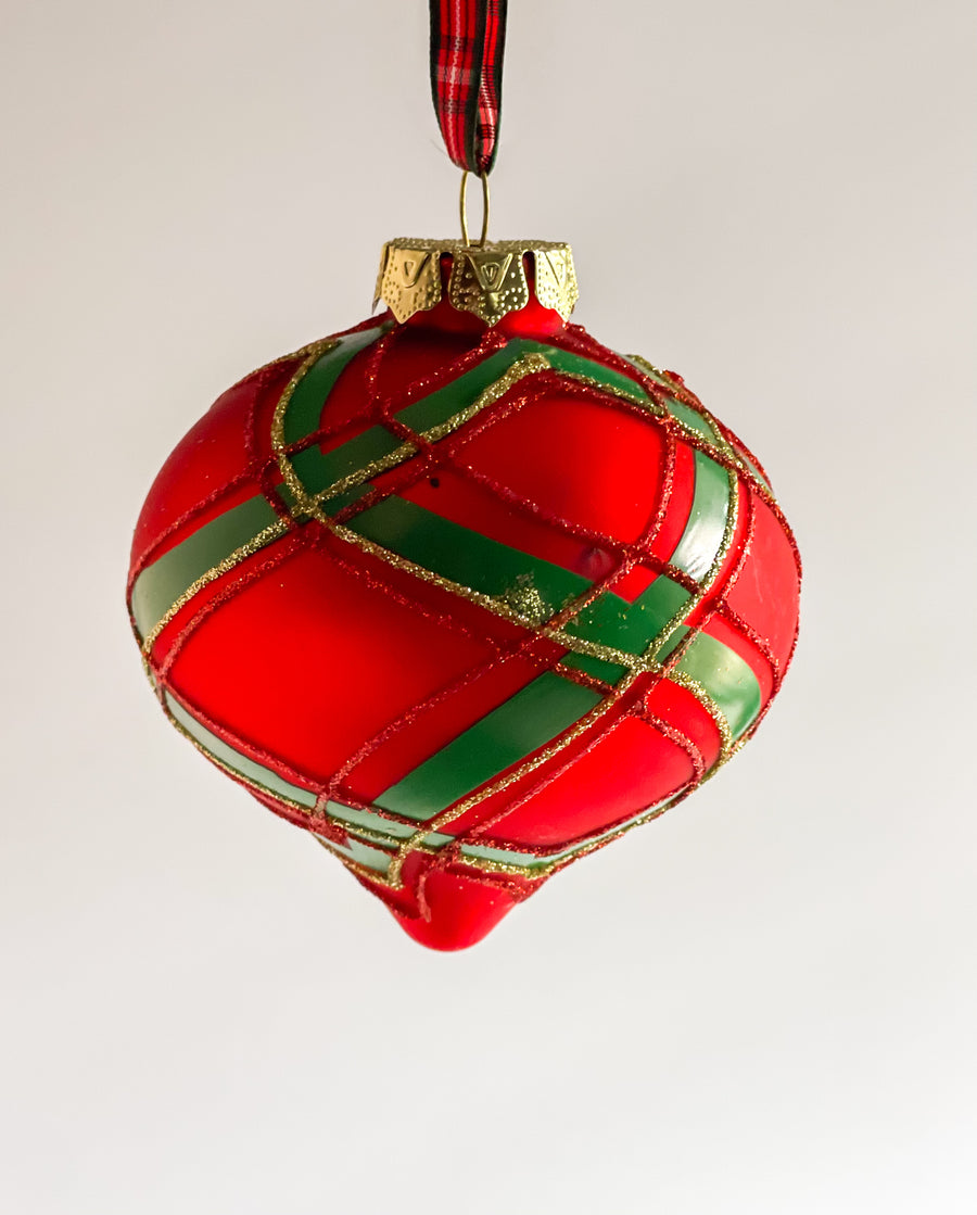 Plaid Onion Ornament