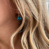 Presley Blue Baguette Huggie Hoop Earrings