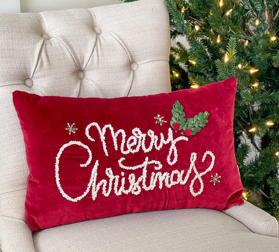 Red Merry Christmas Pillow