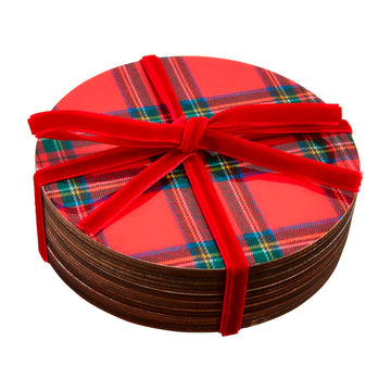 Red Tartan Coaster Set