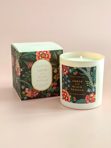 Rifle Paper Co Gracie Amber And Black Vanilla Glass Candle