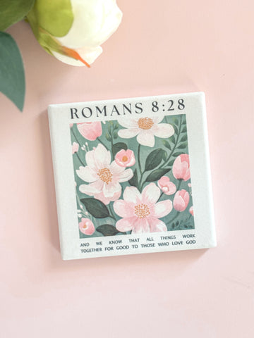 Romans 8:28 Floral Coaster