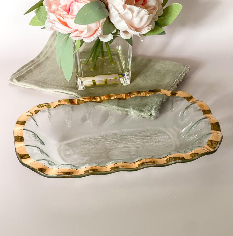 Annieglass Ruffle Rectangular Bowl