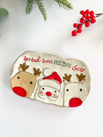 Santa and Reindeer Small Holiday Platter