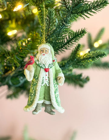 Santa Ornament With Cardinal