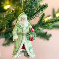 Santa Ornament With Wreath