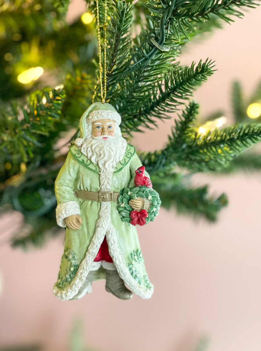 Santa Ornament With Wreath