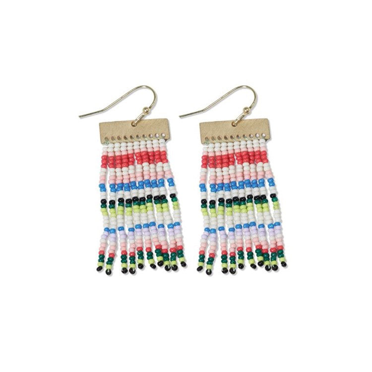 Scout Mixed Horizontal Stripes Beaded Fringe Earrings