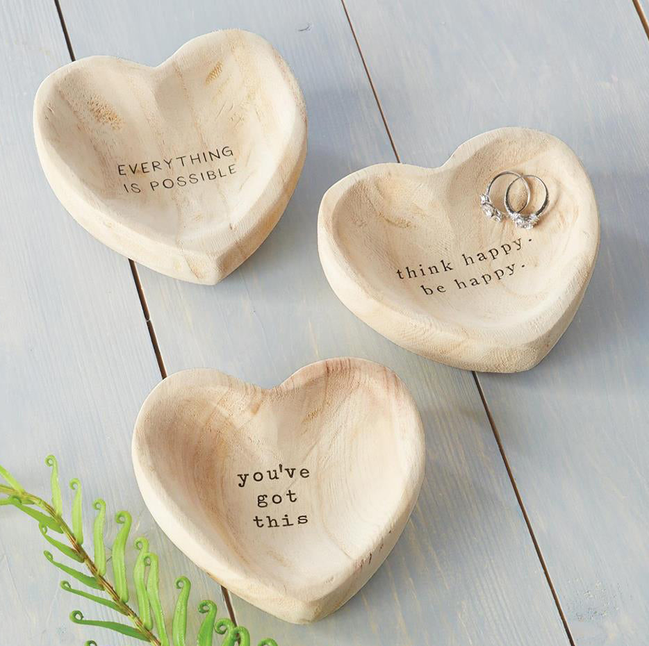 Sentiment Wood Heart Trinket Dish