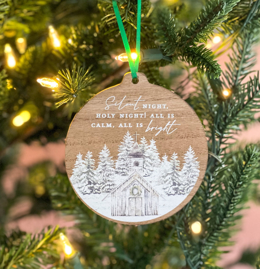 Silent Night Wood Disc Ornament