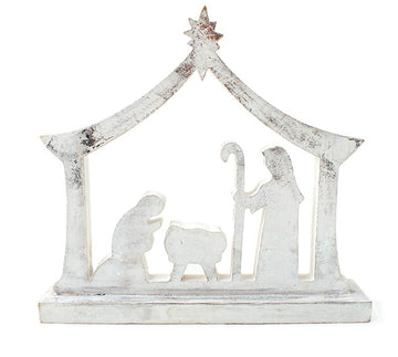 Silver Wood Distressed Nativity