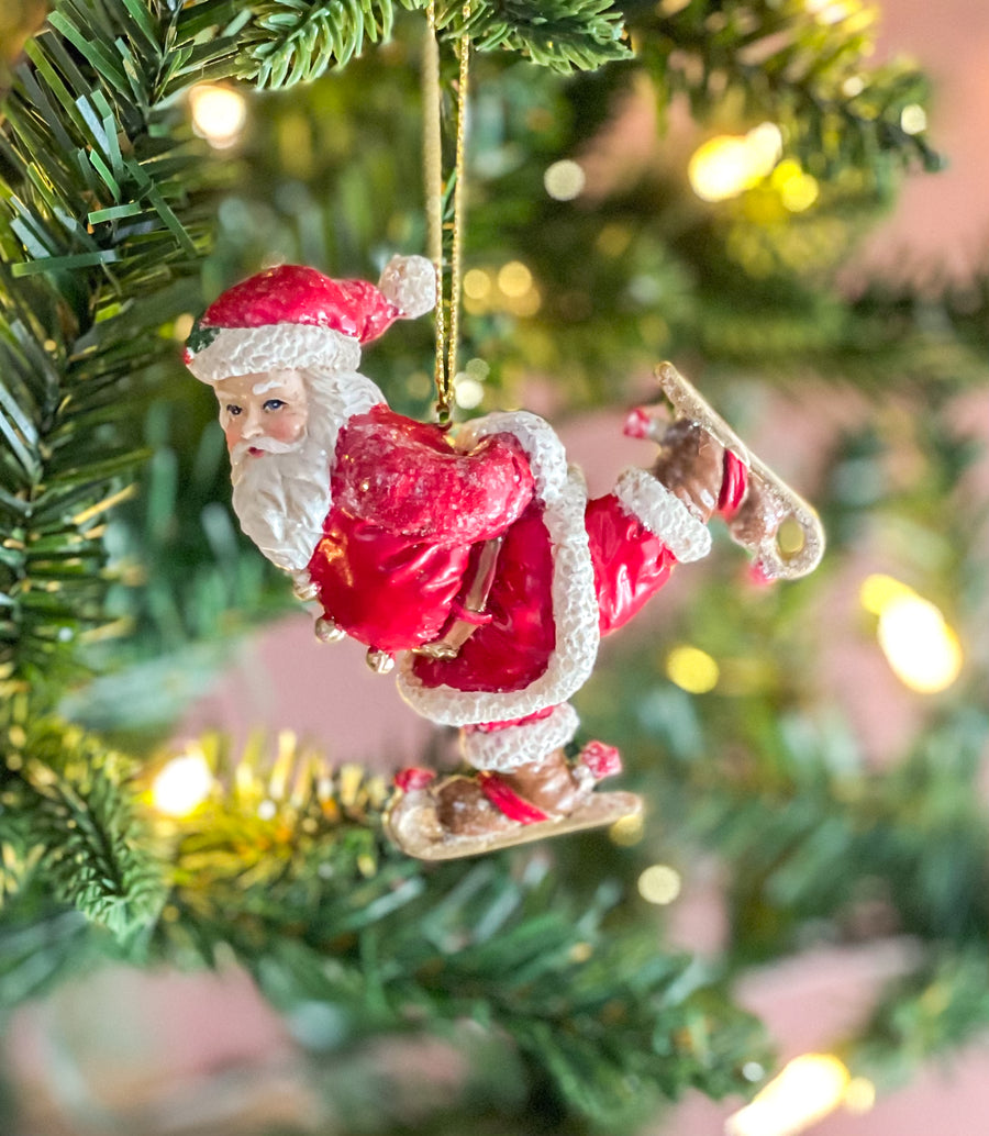 Skating Santa Without Poles Ornament