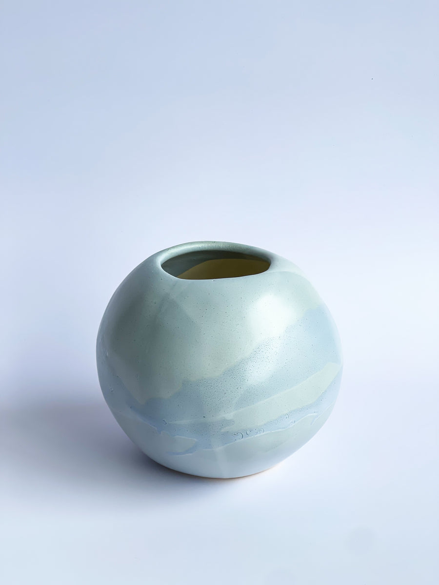 Small Blue Stone Sphere Vase