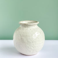 Small White Round Textured Vase