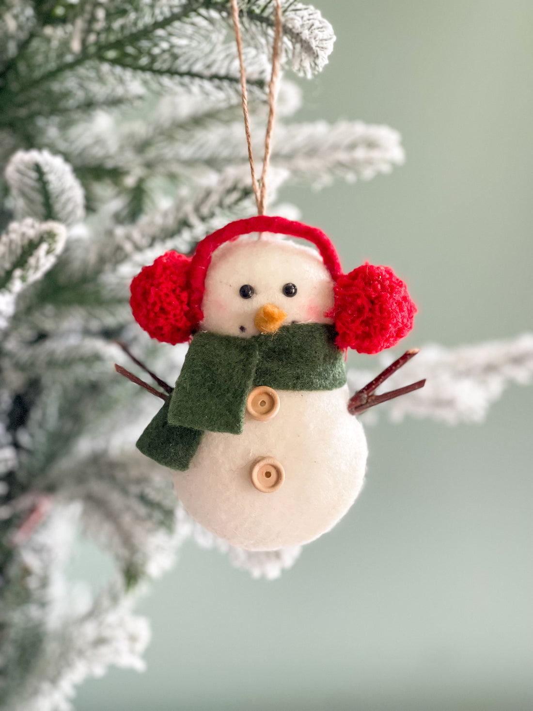 Snowman Wearing Earmuffs Ornament