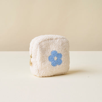 Square Blue White Flower Pouch