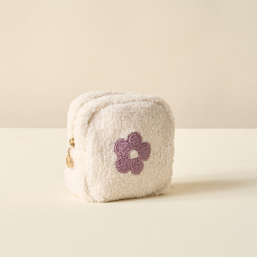 Square Purple White Flower Pouch