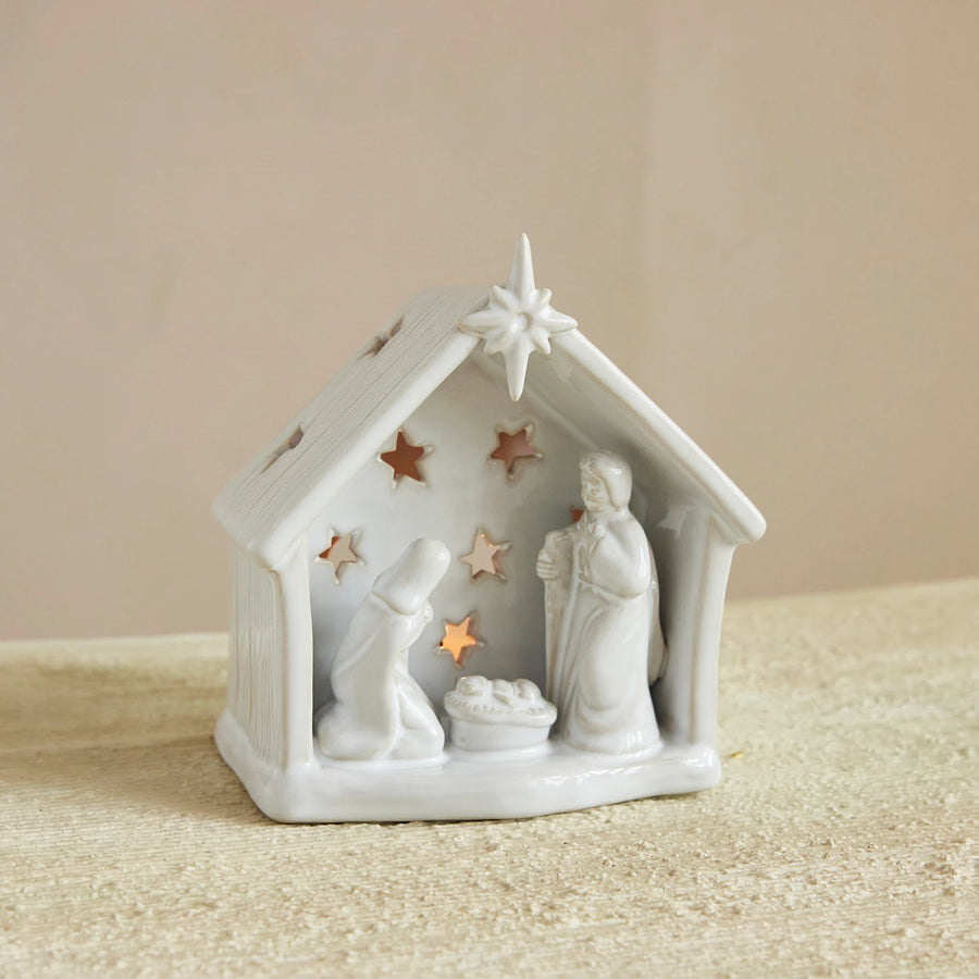 Stoneware Nativity Tealight Holder