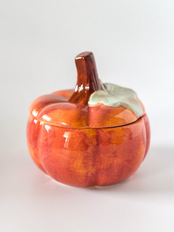 Stoneware Pumpkin With Lid