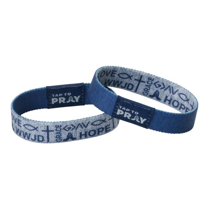 Tap To Pray Wristband - Symbols of Faith Navy