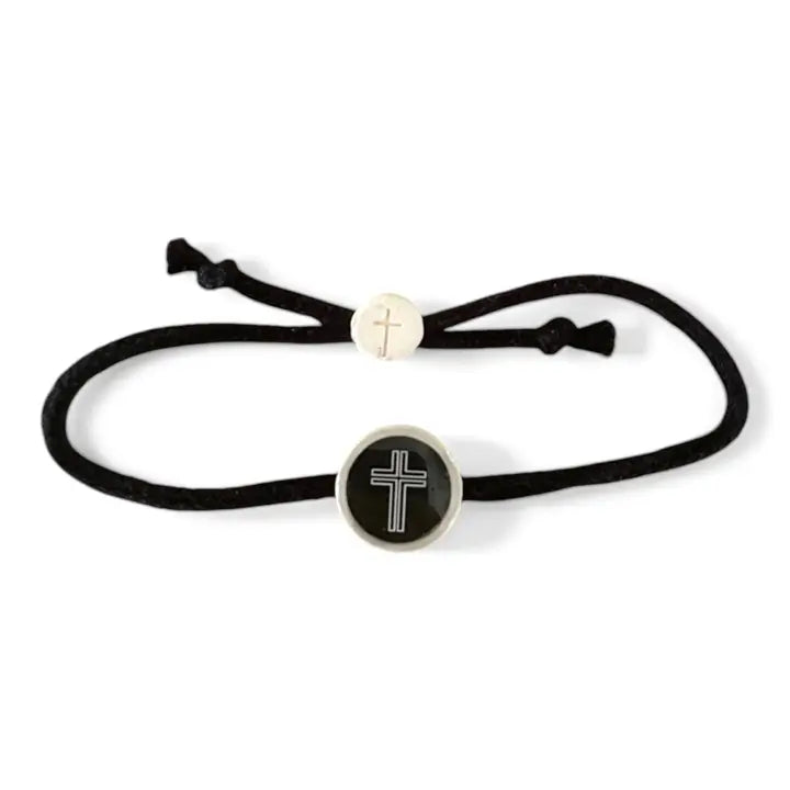 Tap To Pray Onyx Cross Bracelet
