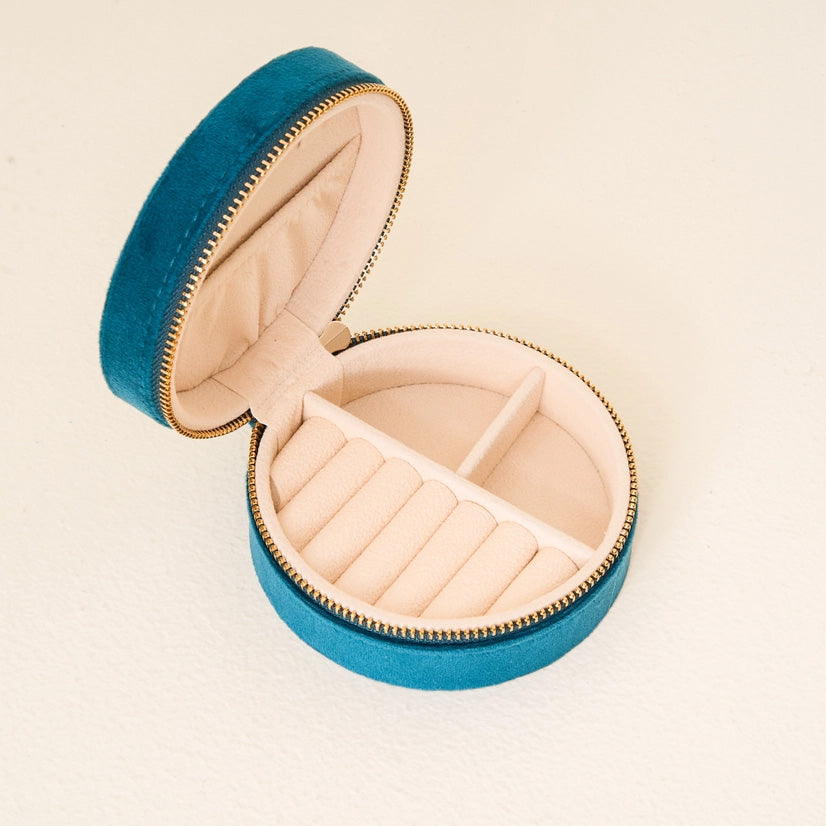 Teal Round Jewelry Case