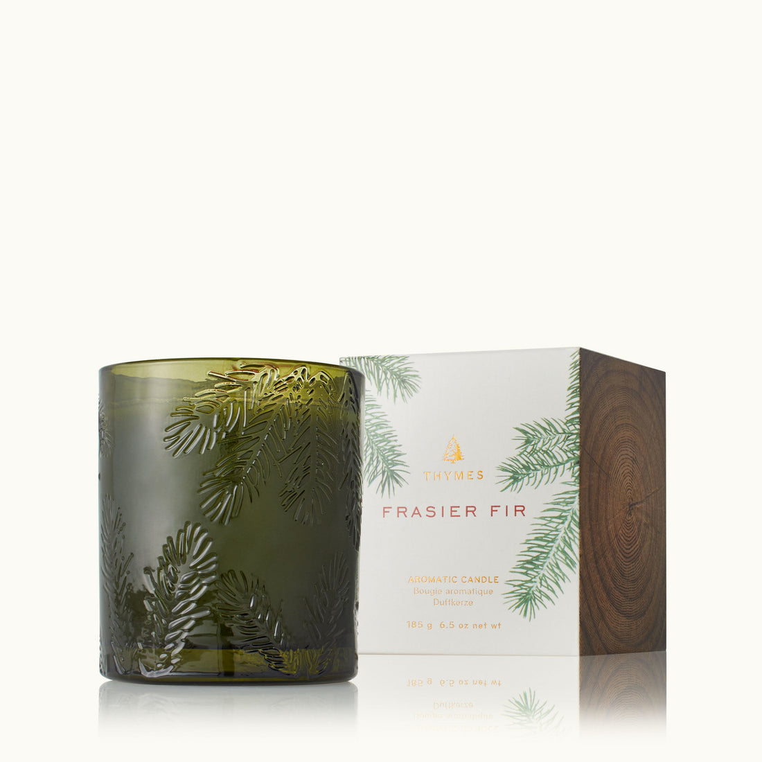 Thymes Green Glass Frasier Fir Candle