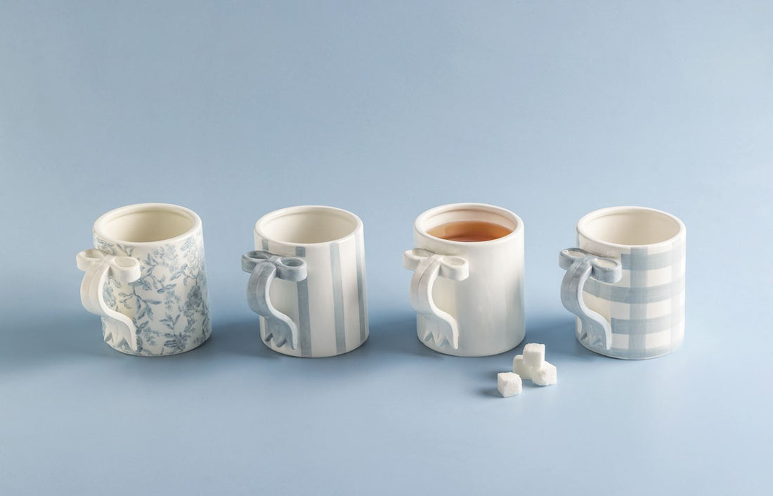 Toile Bow Handle Mug