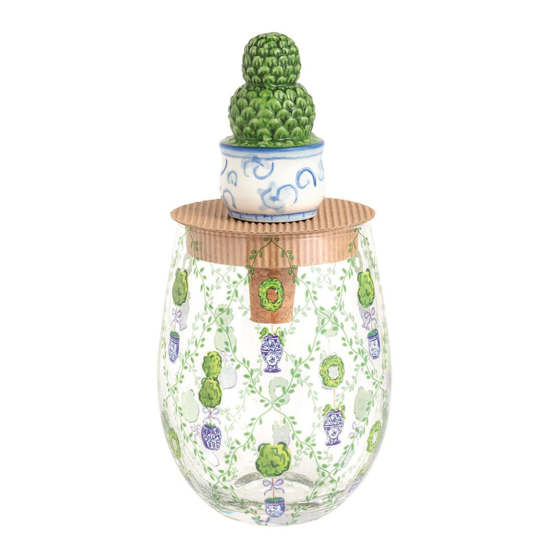 Topiary Wine Glass & Stopper Set