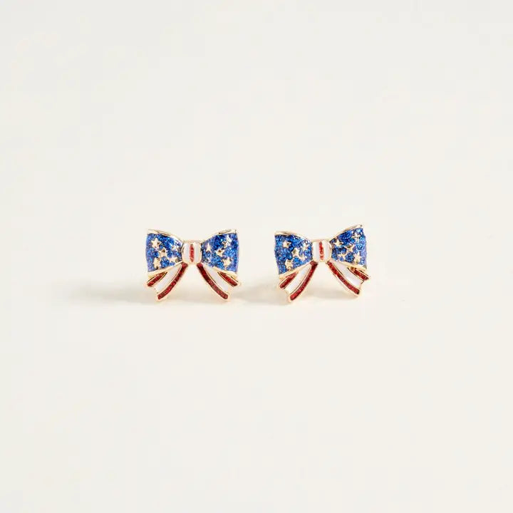 USA Flag Bow Stud Earrings