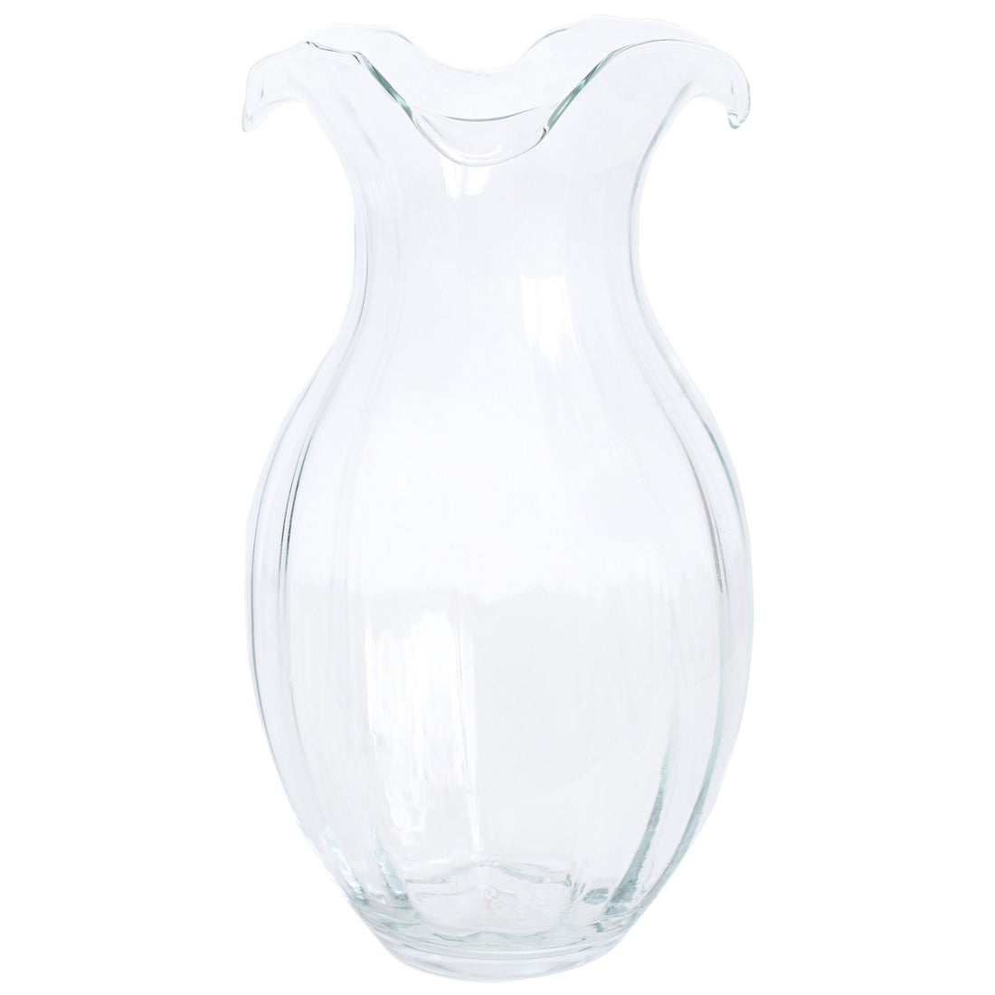 Vietri Clear Large Vertical Fluted Hibiscus Vase
