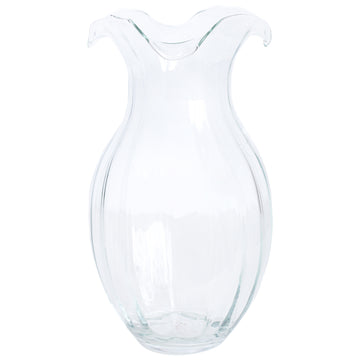 Vietri Clear Large Vertical Fluted Hibiscus Vase