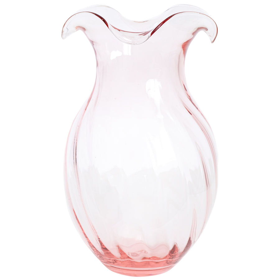 Vietri Pink Vertical Fluted Hibiscus Vase