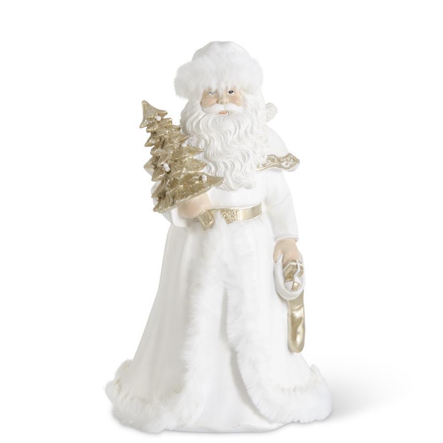 White And Gold Resin Santa