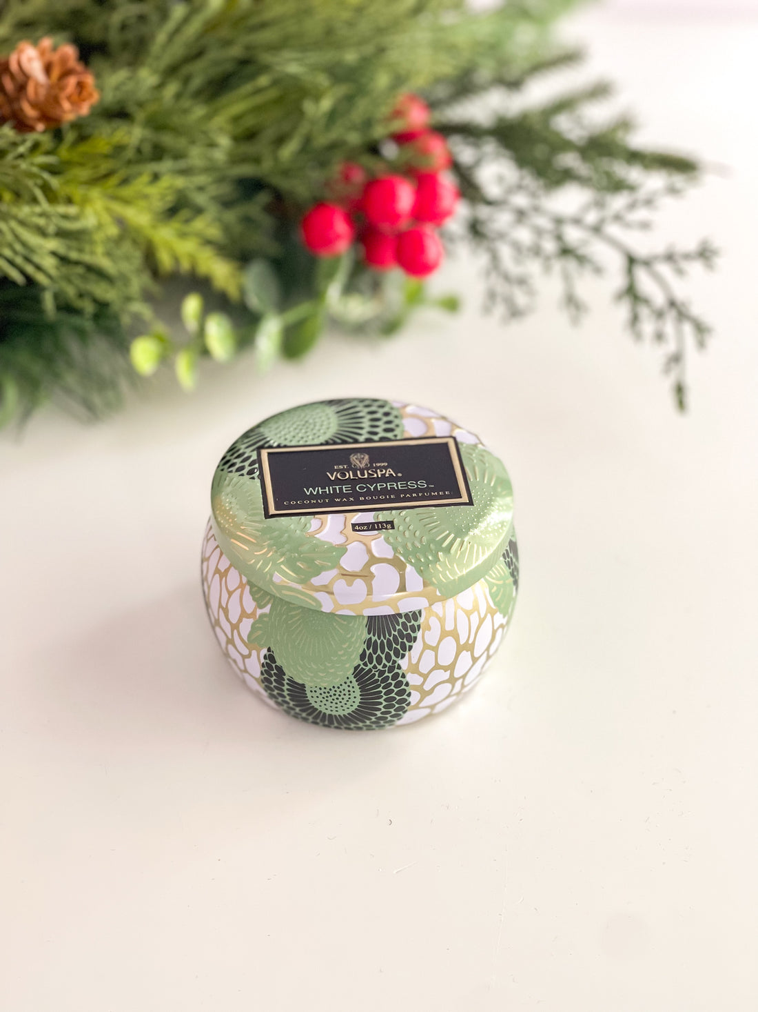 White Cypress Mini Tin Candle