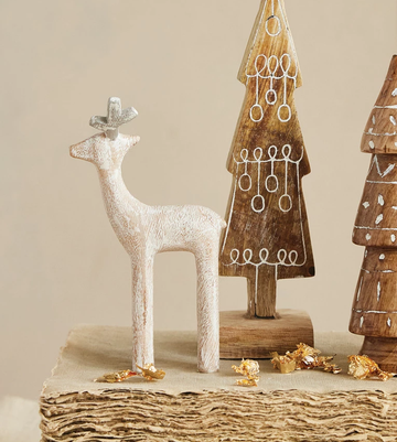 White Distressed Resin Deer