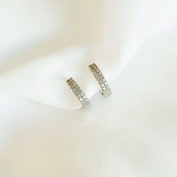 White Gold Sparkle Pave Hoops