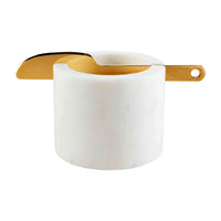 White Marble Dip Cup and Spreader