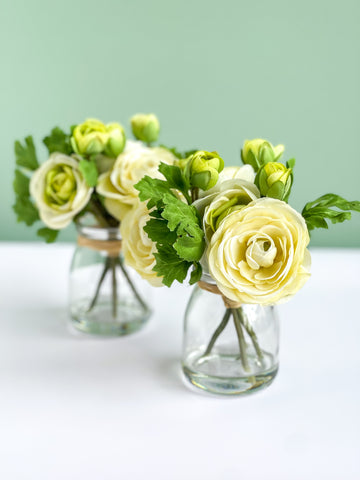 White Ranunculus Bouquet In Glass Vase
