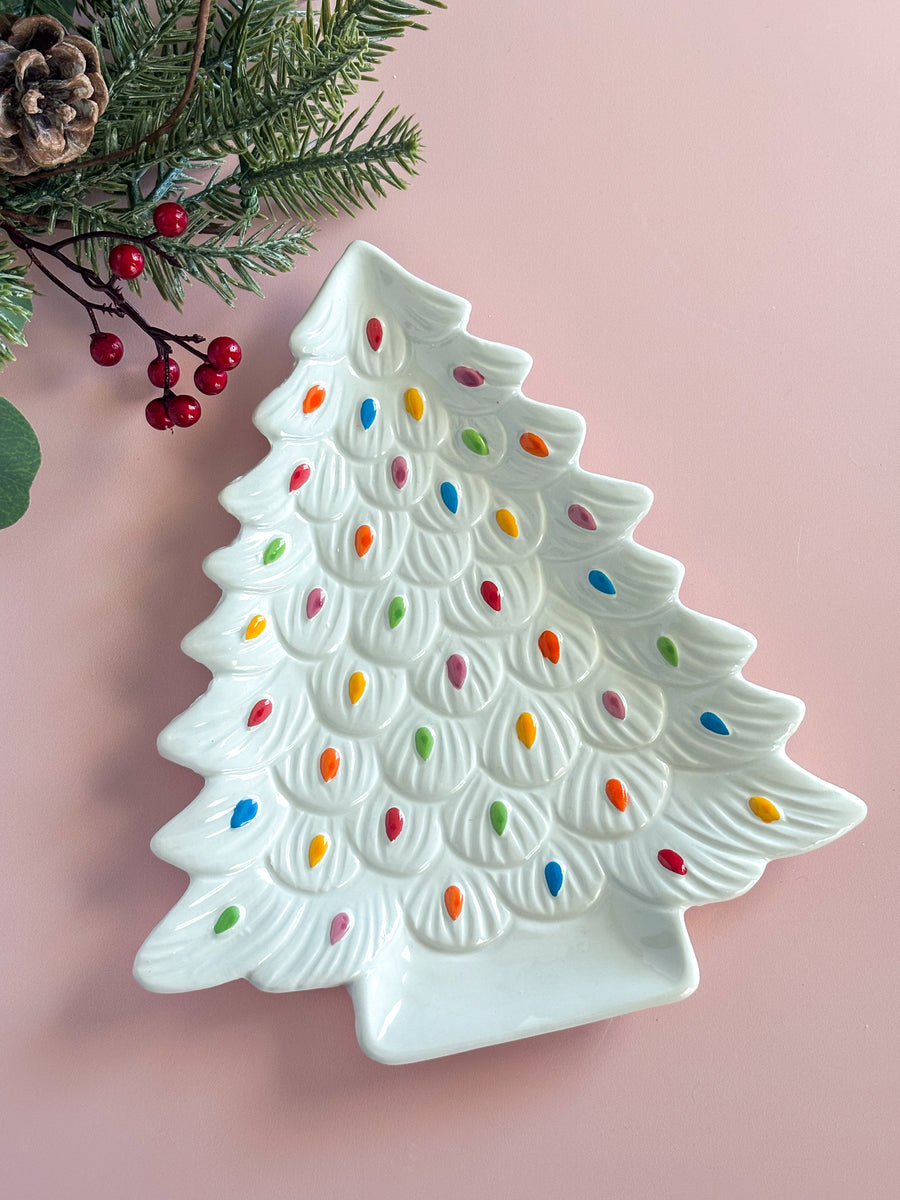 White Vintage Tree Plate