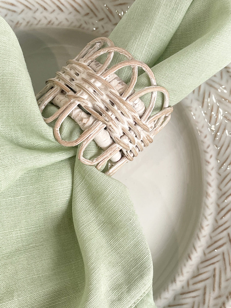 Whitewashed Twisted Rattan Napkin Ring