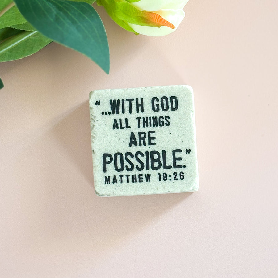With God All Things Scripture Stone