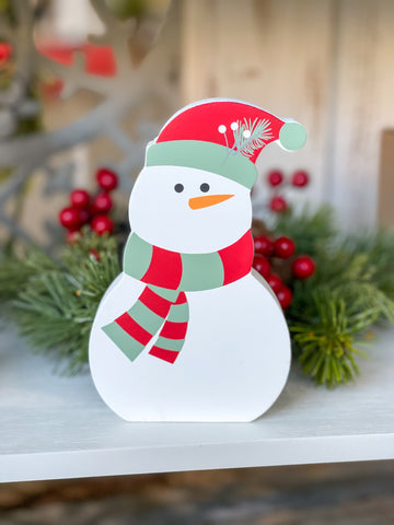 Wood Snowman With Scarf
