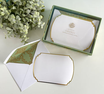 Sage and Gold Foil Correspondence Cards