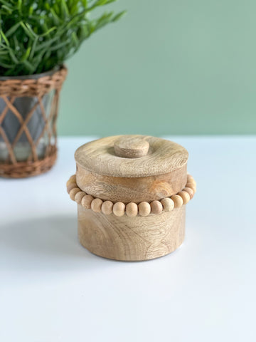Beaded Mango Wood Trinket Box