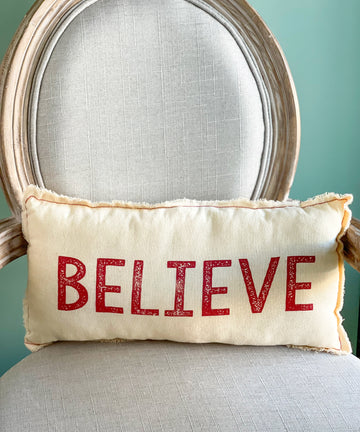 Believe Christmas Lumbar Pillow