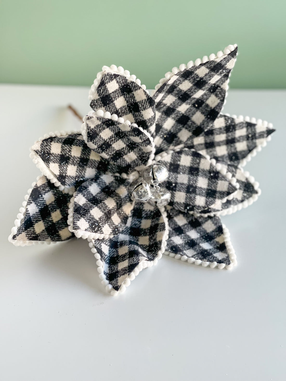 Black And White Buffalo Check Poinsettia