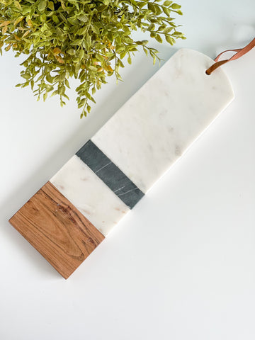 Black White Marble And Acacia Wood Cutting Board