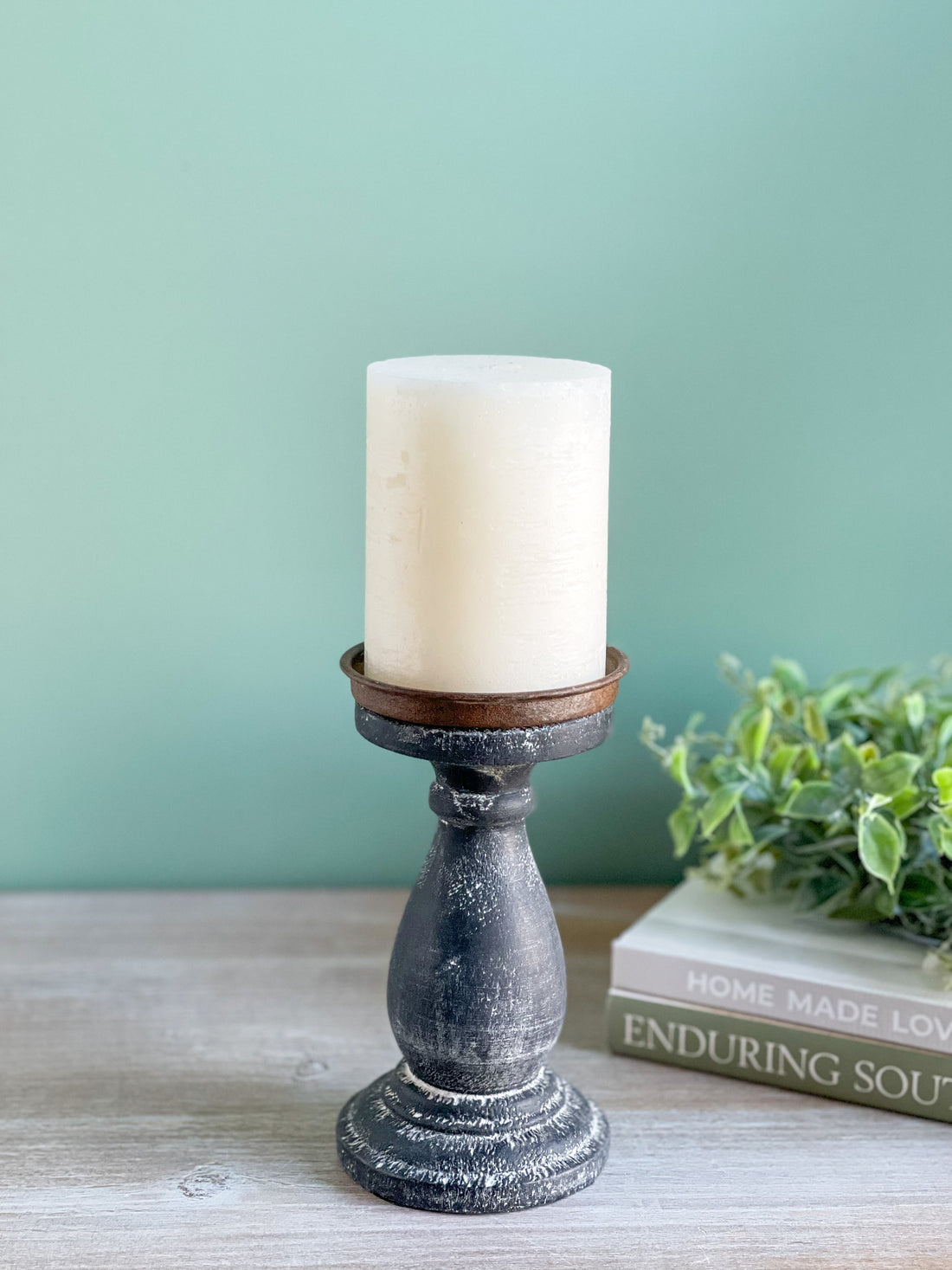 Black Wooden Candle Holder